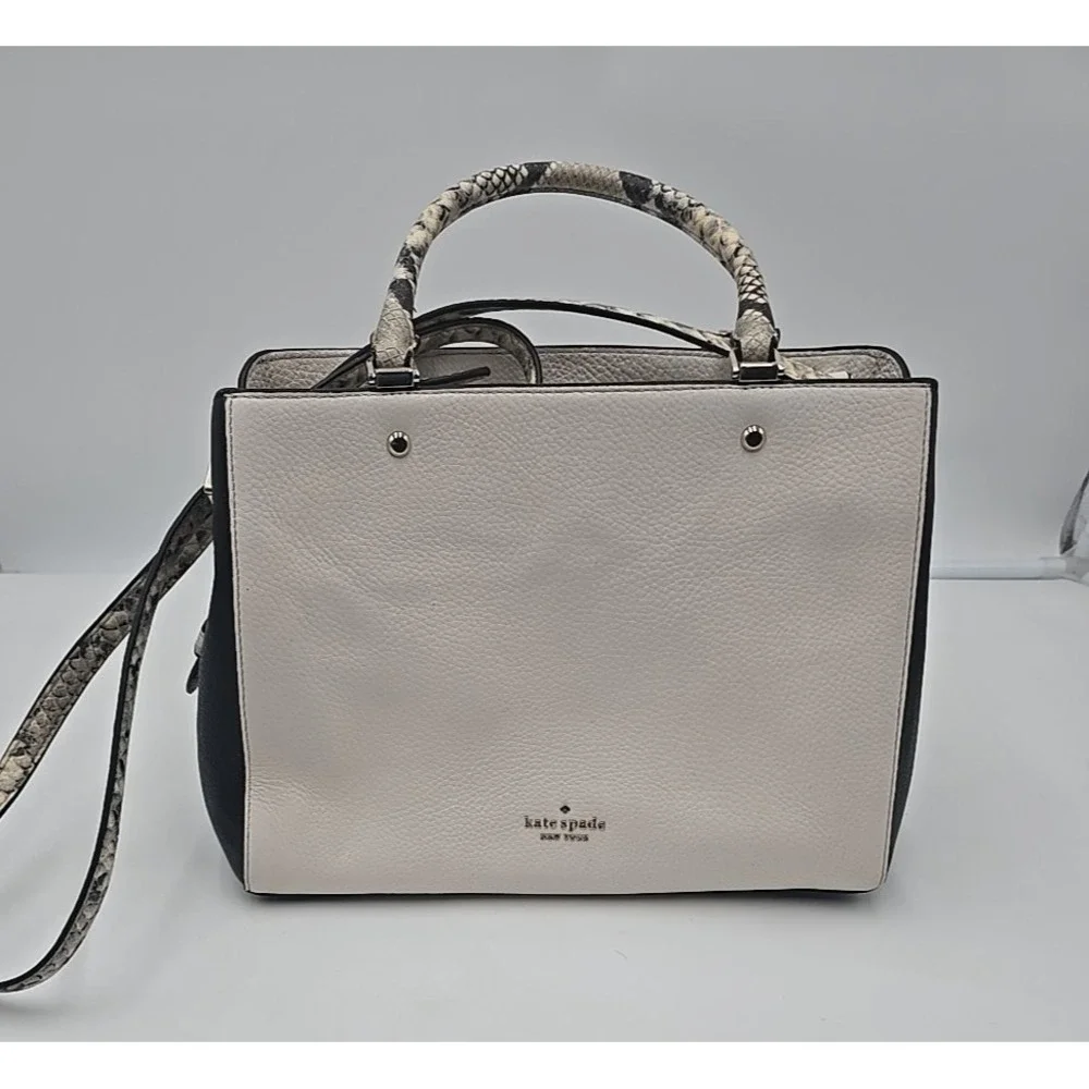 Kate Spade Leila Medium‎ Triple Compartment Satchel Bag Pebbled Crossbody
